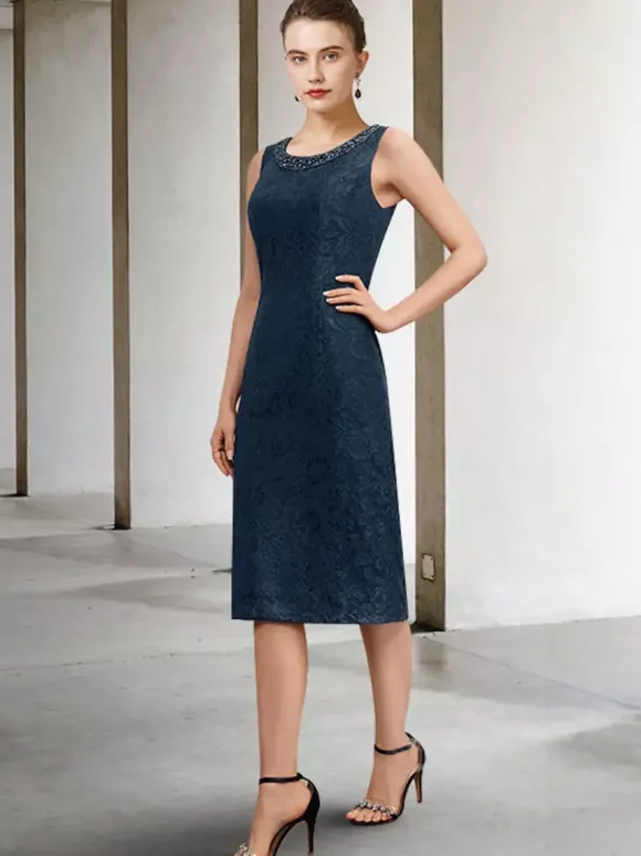 Robe de soirée pour la mère de la mariée col bijou sans manches A-ligne dentelle robes d'invité de mariage personnalisation gratuite