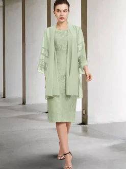 Robe de soirée pour la mère de la mariée col bijou sans manches A-ligne dentelle robes d'invité de mariage personnalisation gratuite