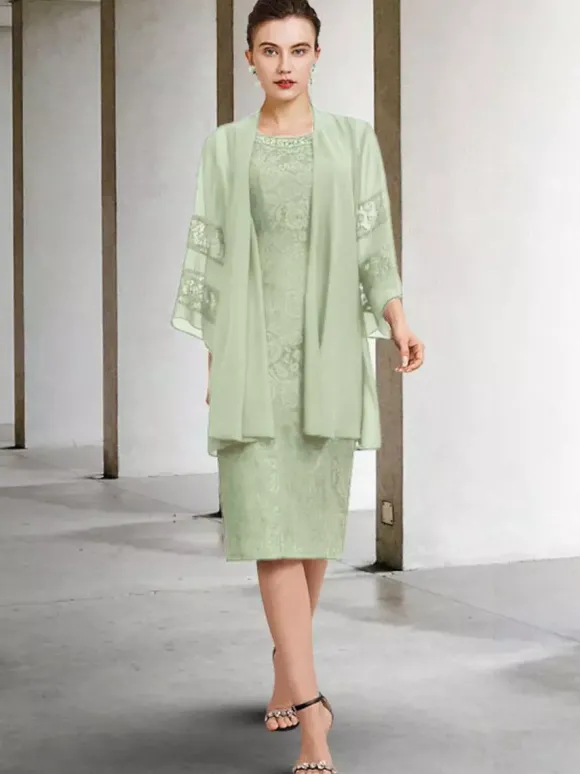 Robe de soirée pour la mère de la mariée col bijou sans manches A-ligne dentelle robes d'invité de mariage personnalisation gratuite