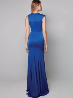 Robe de soirée pour la mère de la mariée col en V manches courtes robe de bal robes d'invitées pour mariage