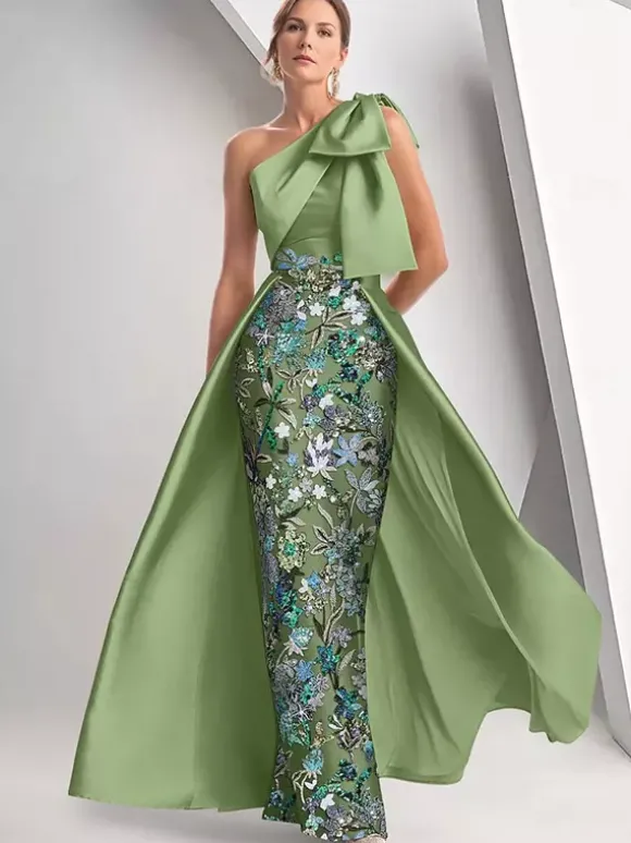 Robe de soirée pour la mère de la mariée décolleté travaillé sans manches coupe trapèze sequins longueur au sol robe d'invitée de mariage