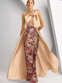 Robe de soirée pour la mère de la mariée décolleté travaillé sans manches coupe trapèze sequins longueur au sol robe d'invitée de mariage