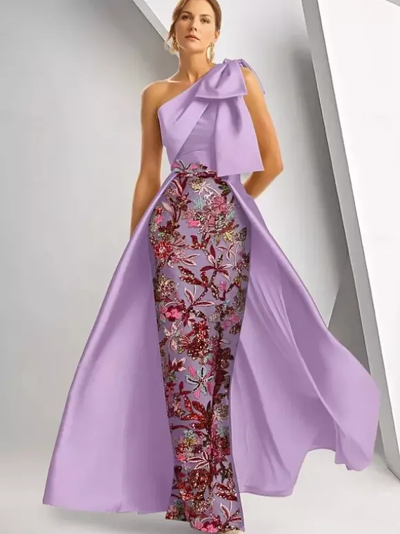 Robe de soirée pour la mère de la mariée décolleté travaillé sans manches coupe trapèze sequins longueur au sol robe d'invitée de mariage