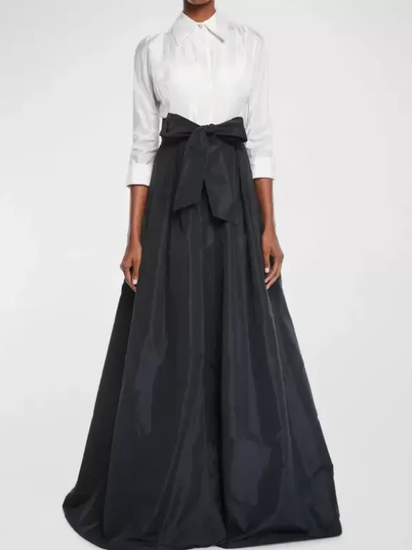Robe de soirée pour la mère de la mariée décolleté conçu manches 3/4 ligne A n艙uds robes d'invitées pour mariage