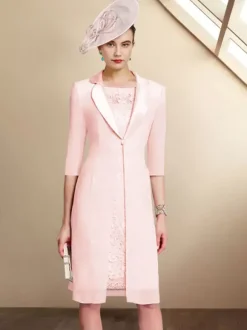 Robe de soirée pour la mère de la mariée bijou cou demi manches gaine dentelle robes d'invité de mariage personnalisation gratuite