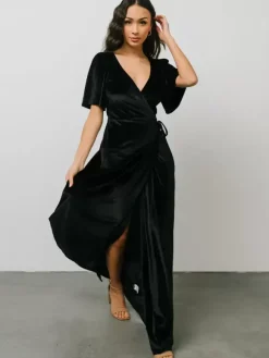 Robe de soirée pour mère de la mariée col en v manches courtes ligne a fendue sur le devant longueur au sol robes d'invitées pour mariage