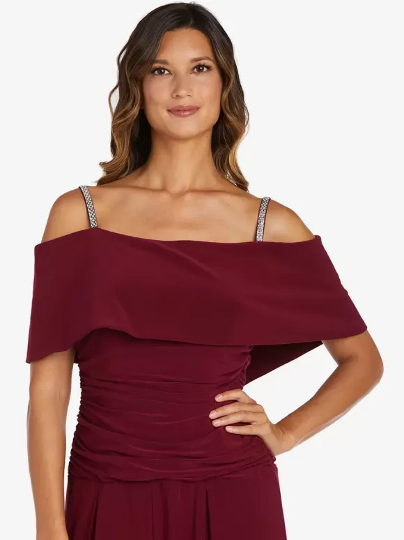 Robe de soirée pour mère de la mariée épaules dénudées combinaison sans manches robes d'invitées plissées pour mariage
