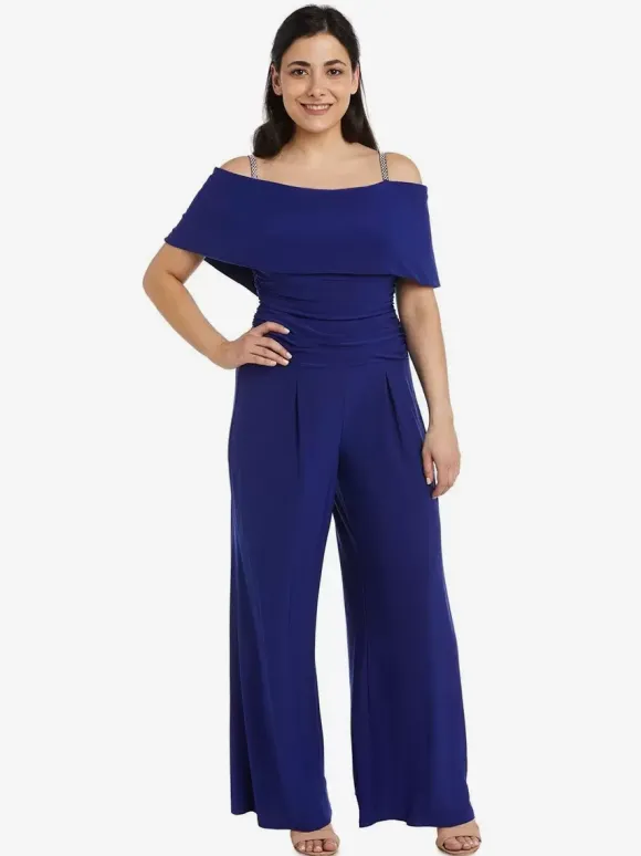 Robe de soirée pour mère de la mariée épaules dénudées combinaison sans manches robes d'invitées plissées pour mariage