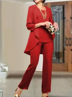 Robe de soirée pour mère de la mariée col bijou manches 3/4 gaine à plusieurs niveaux longueur au sol robes d'invitées de mariage