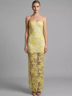 Robe de soirée robe de bal bustier en dentelle robe longue à sequins robe de dîner formelle