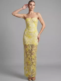 Robe de soirée robe de bal bustier en dentelle robe longue à sequins robe de dîner formelle