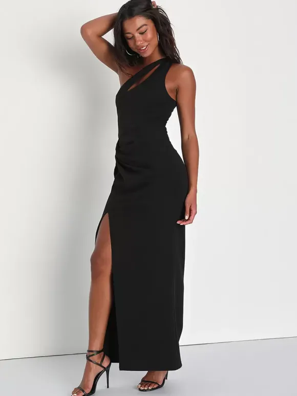 Robe de soirée sirène asymétrique en crêpe extensible longueur cheville fendue sur le devant robes de soirée sociale