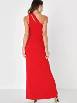Robe de soirée sirène asymétrique en crêpe extensible longueur cheville fendue sur le devant robes de soirée sociale