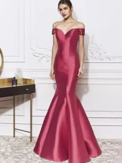 Robe de soirée sirène col en V longueur au sol n艙uds robes de dîner formelles élégantes