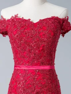 Robe de soirée sirène verte foncé en tulle bustier pailletes laçage sur dos à traîne Robe cérémonie