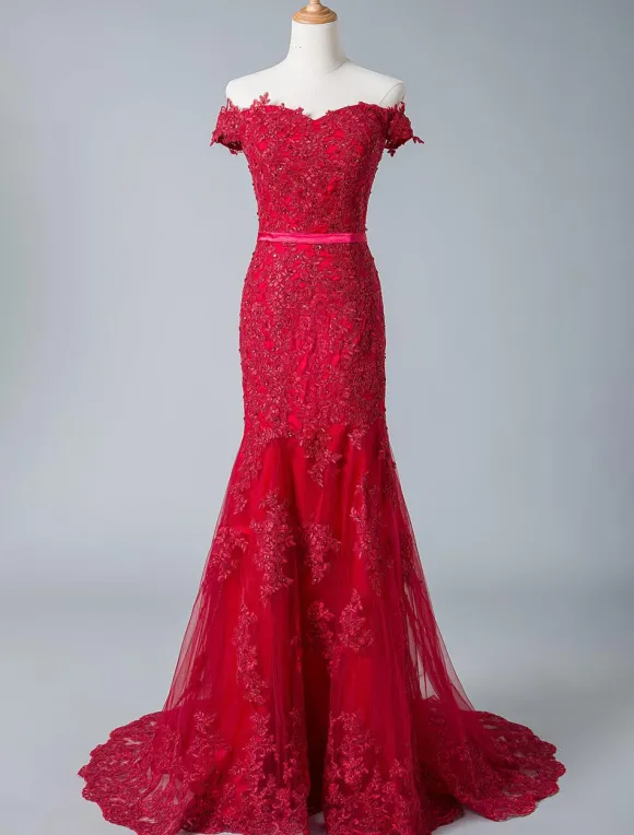 Robe de soirée sirène verte foncé en tulle bustier pailletes laçage sur dos à traîne Robe cérémonie