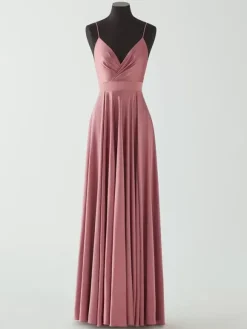 Robe de soirée trapèze col en V sans manches dos nu n艙uds longueur au sol robe de dîner formelle