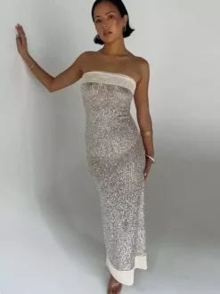 Robe de soirée vert menthe sans bretelles à sequins dos nu sans manches style décontracté/semi-formel