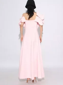 Robe de vacances midi à fleurs sans manches épaules dénudées chic taille haute rouge