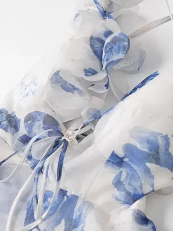 Robe de vacances mini dos nu à fleurs lacée sans manches imprimé floral col en V rose décontracté
