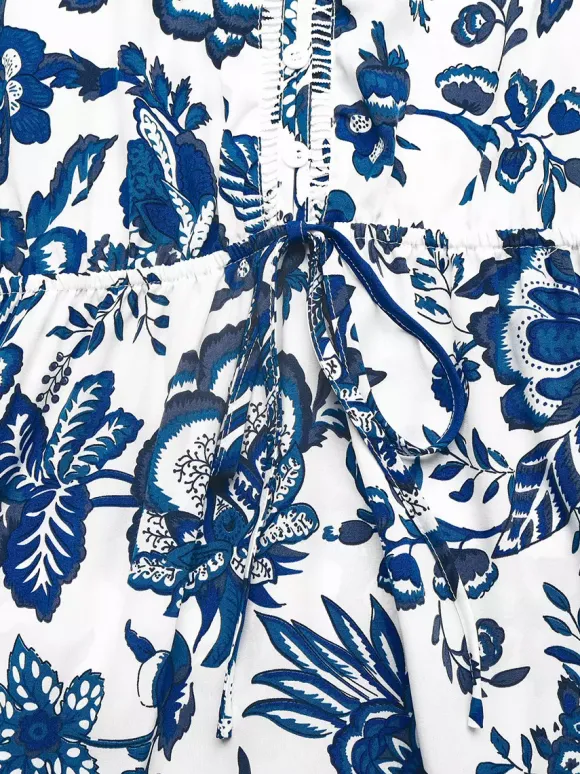 Robe d'été chic bleu marine mi-longue sans manches et bustier à col V