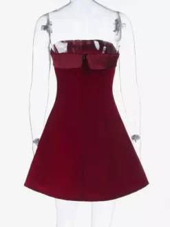 Robe d'été chic bordeaux mini sans manches et bustier pour une soirée en amoureux