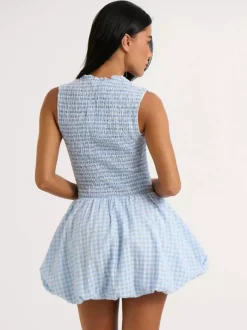 Robe d'été rose élégante mini-robe sans manches à col rond idéale pour une soirée en amoureux