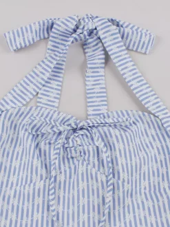 Robe d'été trapèze à rayures col halter et imprimé floral pour femme 2026