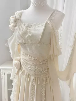 Robe Fairy Lolita à fleurs blanches robe de bal Lolita pour tea party