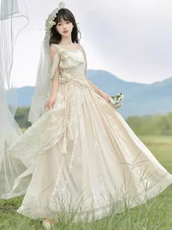 Robe Fairy Lolita à fleurs blanches robe de bal Lolita pour tea party