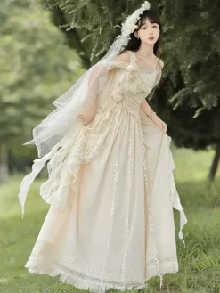 Robe Fairy Lolita à fleurs blanches robe de bal Lolita pour tea party