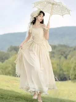 Robe Fairy Lolita à fleurs blanches robe de bal Lolita pour tea party