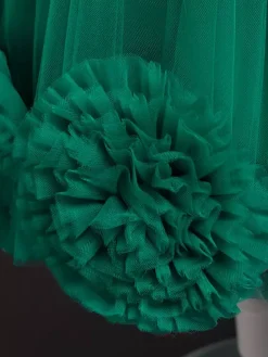Robe fille de fleur asymétrique en tulle col rond noeud sur dos robe cortège enfant