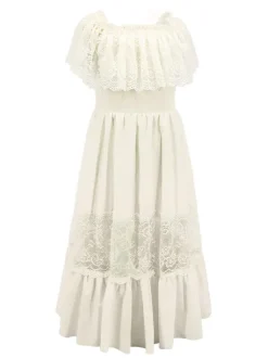 Robe fille de fleur robe cortège enfant ivoire en dentelle
