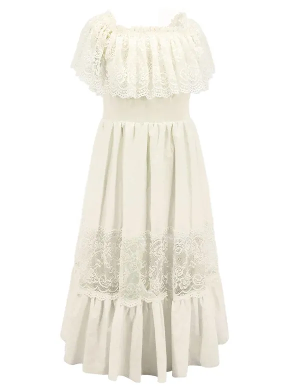 Robe fille de fleur robe cortège enfant ivoire en dentelle