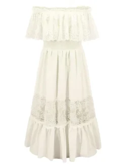 Robe fille de fleur robe cortège enfant ivoire en dentelle
