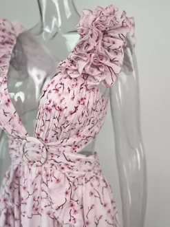 Robe fleurie fluide décolleté plongeant fente haute dos nu maxi robe bohème