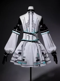 Robe gothique Lolita Future Battle Princess style Punk Tech JSK avec coiffe et manches pour les bras
