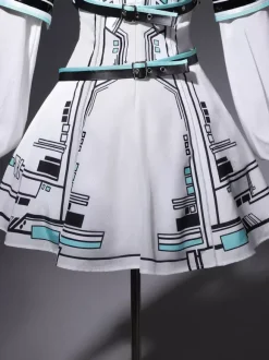 Robe gothique Lolita Future Battle Princess style Punk Tech JSK avec coiffe et manches pour les bras