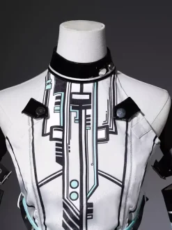 Robe gothique Lolita Future Battle Princess style Punk Tech JSK avec coiffe et manches pour les bras