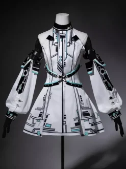 Robe gothique Lolita Future Battle Princess style Punk Tech JSK avec coiffe et manches pour les bras