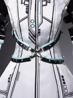 Robe gothique Lolita Future Battle Princess style Punk Tech JSK avec coiffe et manches pour les bras