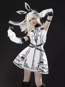 Robe gothique Lolita Future Battle Princess style Punk Tech JSK avec coiffe et manches pour les bras