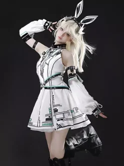 Robe gothique Lolita Future Battle Princess style Punk Tech JSK avec coiffe et manches pour les bras
