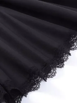 Robe gothique punk épaules dénudées manches courtes dentelle robe courte Lolita