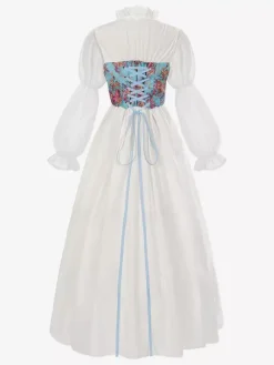 Robe à imprimé floral rétro abricot clair pour costume vintage de soirée