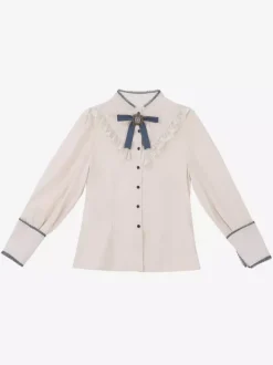 Robe Lolita classique bleu marine foncé en polyester à lacets et manches longues. Ensemble de robes Lolita