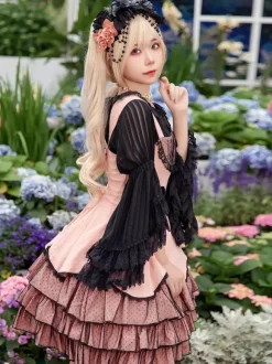Robe Lolita classique en dentelle sans manches robe Lolita rose
