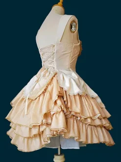 Robe Lolita classique en dentelle sans manches robe Lolita rose