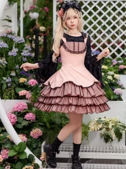 Robe Lolita classique en dentelle sans manches robe Lolita rose